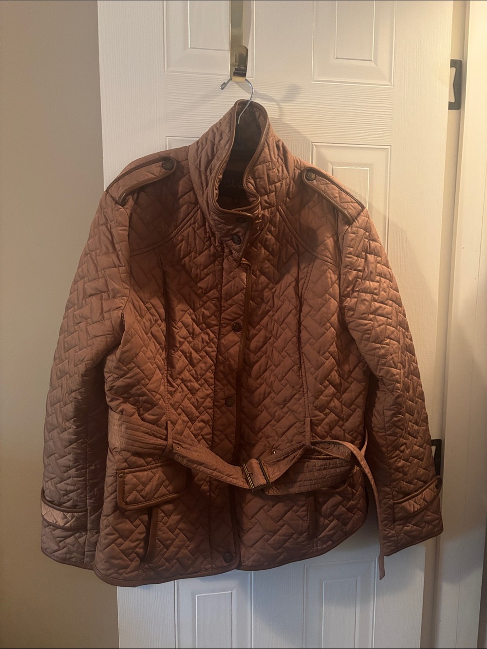 Cole Haan Quilted Utility Jacket in Brown